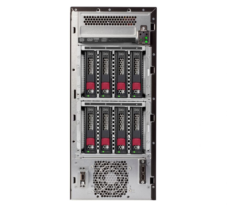 Server HPE ProLiant ML110 Gen10, Tower 5U, Intel Xeon Bronze 3206R (8 C / 8 T, 1.90 GHz - 1.90 GHz, 11 MB cache, 85 W), 64 GB DDR4 ECC,
SSD 960 GB 2.5