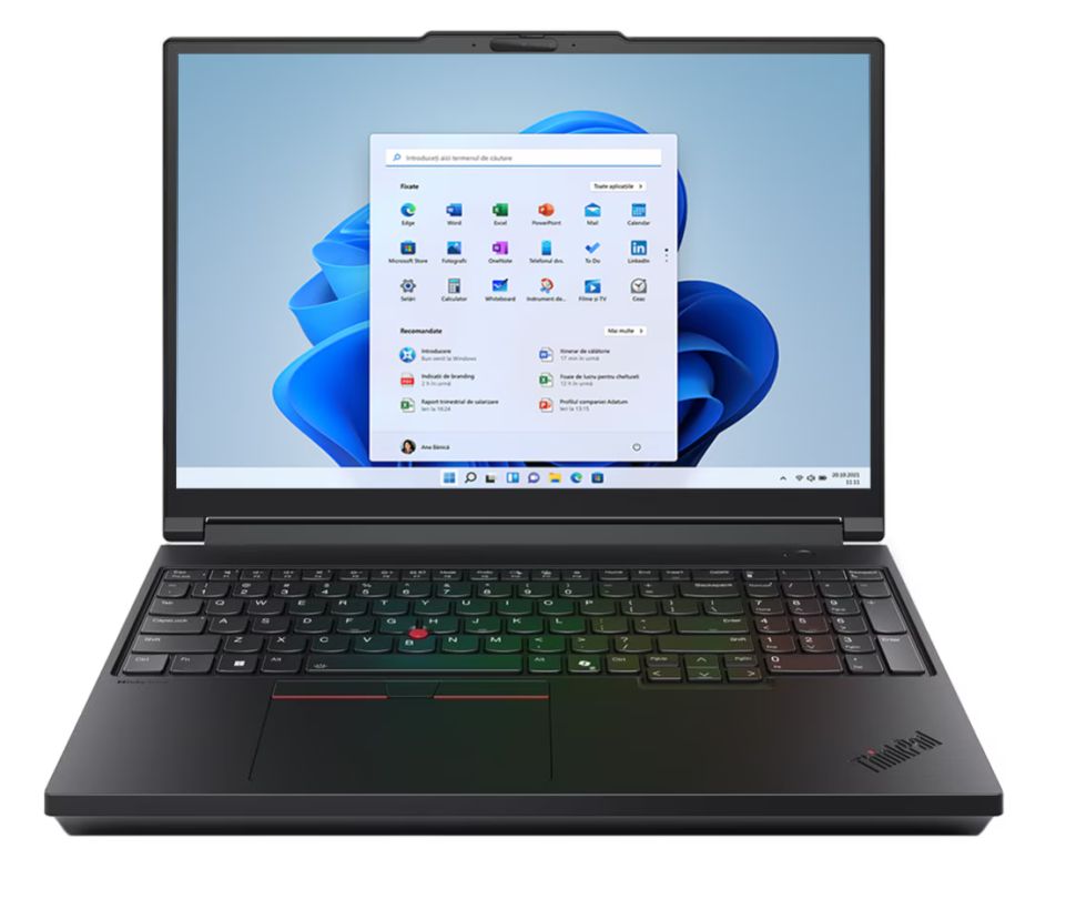 Laptop Lenovo ThinkPad P16 Gen 3 21RQ000HRI, 16 inch 1920 x 1200, Intel Core Ultra 9 275HX (24 C / 24 T, 2.7 GHz - 5.4 GHz, 36 MB cache, 160 W), 64 GB DDR5, 1 TB SSD, Nvidia RTX PRO 2000, Windows 11 Pro, Tastatura Romanian / English, Black