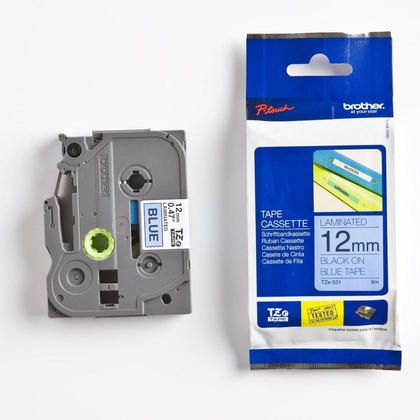 12MM BLACK ON BLUE TAPE