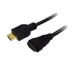 CABLU video LOGILINK, adaptor HDMI (T) la HDMI (M), 2m, conectori auriti, rezolutie maxima 4K DCI (4096 x 2160) la 60 Hz, negru,  CH0056  (include TV 0.06 lei)