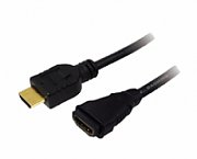 CABLU video LOGILINK, adaptor HDMI (T) la HDMI (M), 2m, conectori auriti, rezolutie maxima 4K DCI (4096 x 2160) la 60 Hz, negru,  CH0056  (include TV 0.06 lei)