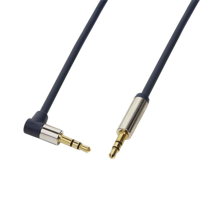 CABLU audio LOGILINK stereo (3.5 mm jack T/T), 3m, conectori auriti, un conector 90 grade, albastru  CA11300  (include TV 0.15 lei)