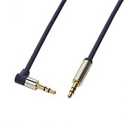 CABLU audio LOGILINK stereo (3.5 mm jack T/T), 3m, conectori auriti, un conector 90 grade, albastru  CA11300  (include TV 0.15 lei)