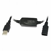 CABLU USB LOGILINK prelungitor, USB 2.0 (T) la USB 2.0 (M), 20m, activ (permite folosirea unui cablu USB lung), negru,  UA0146  (include TV 0.75 lei)