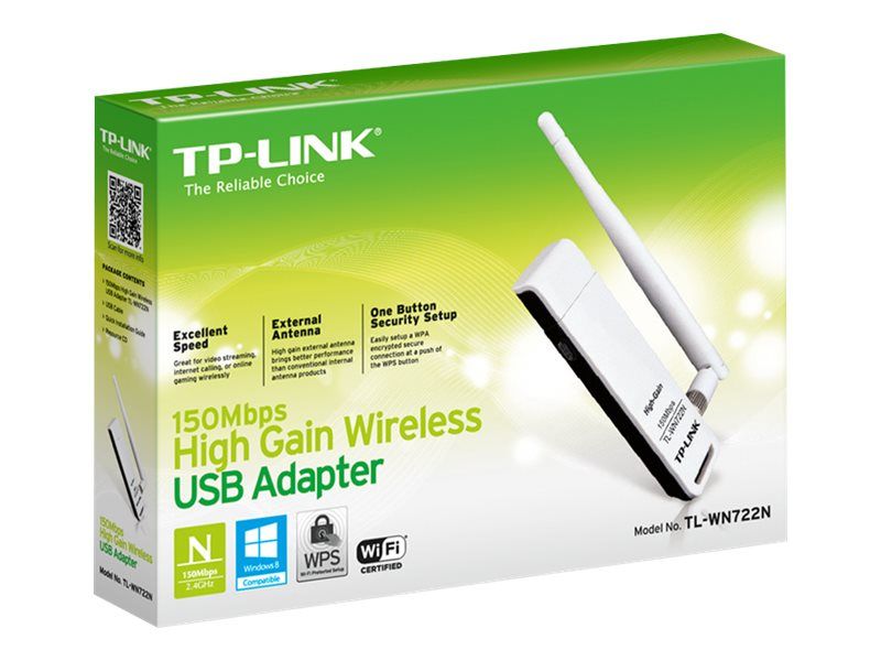 TP-LINK Adaptor wireless TP-Link, N150 HIGH GAIN, USB2.0, antena detasabila 4dBi, Realtek RTL8188EUS-VG-CG, 1T1R