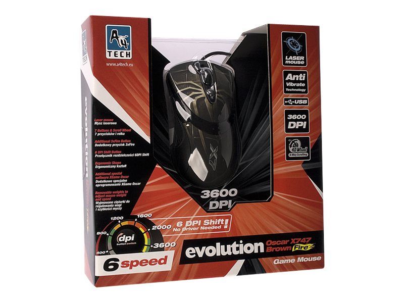 A4-TECH A4TMYS29980 Mouse A4T EVO XGame Laser Oscar X747 Brown Fire USB