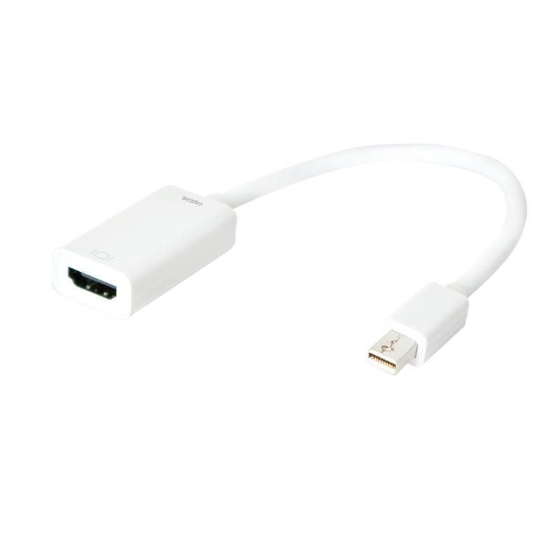 CABLU video LOGILINK, adaptor Mini-DisplayPort (T) la HDMI (M), 15cm, rezolutie maxima 4K UHD (3840 x 2160) la 30 Hz, alb,  CV0036B  (include TV 0.06 lei)