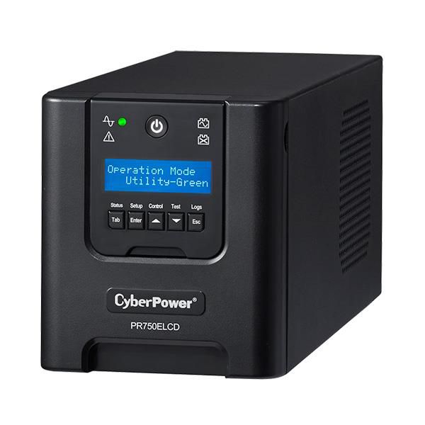 UPS CYBER POWER Line Int. cu Sinusoida Pura, LCD, tower,    750VA/ 675W, AVR, 6 x socket IEC, display LCD, 1 x baterie RBP0014, Backup 4 - 12 min, incarcare 8h, USB, RS232, GreenPower, serie PR  PR750ELCD   (include TV 3 lei)