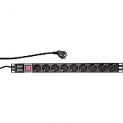 PDU LOGILINK 1U pt. rack 19 inch, 9 prize Schuko, intrare Schuko, max 16 A, on/off, 2 m,  PDU9C02  (include TV 0.75 lei)