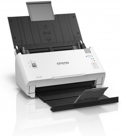 Scanner Epson DS-410, dimensiune A4, tip sheetfed, viteza scanare: 52 ipm alb-negru si color, rezolutie optica 600x600dpi, ADF Single Pass 50 pagini, duplex, senzor CIS, USB 2.0 Type B, software :Document Capture Pro 2.0, Epson Scan 2, Posibilitatea prelungirii garantiei pana la 3 ani, doar cu