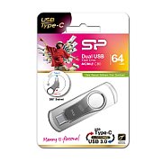 SILICONPOW SP064GBUC3C80V1S Silicon Power memory USB Mobile C80 64GB USB 3.0 Type-C Silver