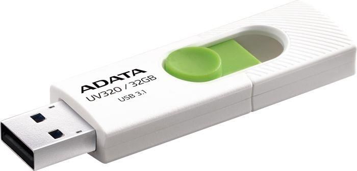MEMORIE USB 3.2 ADATA 32 GB, retractabila, carcasa plastic, alb / verde,  AUV320-32G-RWHGN  (include TV 0.02 lei)