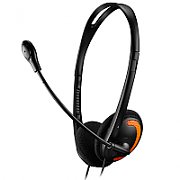 CANYON PC headset with microphone, volume control and adjustable headband, cable length 1.8m, Black/Orange, 163*128*50mm, 0.069kg