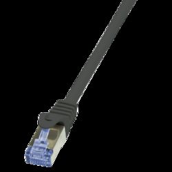 PATCH CORD S/FTP LOGILINK Cat6a, LSZH, cupru, 0.25 m, negru, AWG26, dublu ecranat  CQ3013S  (include TV 0.06 lei)