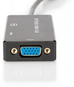 DIGITUS DisplayPort converter cable DP - HDMI+DVI+VGA M-F/F/F 0 2m 3 in 1 Multi-Media cable CE bl gold