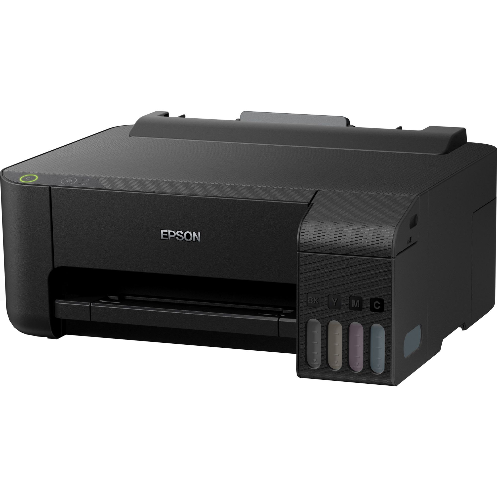 EPSON Imprimanta inkjet color CISS Epson L1110, dimensiune A4, viteza max 33ppm alb-negru, 15ppm color, rezolutie printer 5760x1440dpi, alimentare hartie 100 coli, imprimare fara margini, interfata: USB 2.0, consumabile: 103 ecotank Black, Cyan, Magenta, Yellow, (negru 8.1k si color 6.5k incluse)