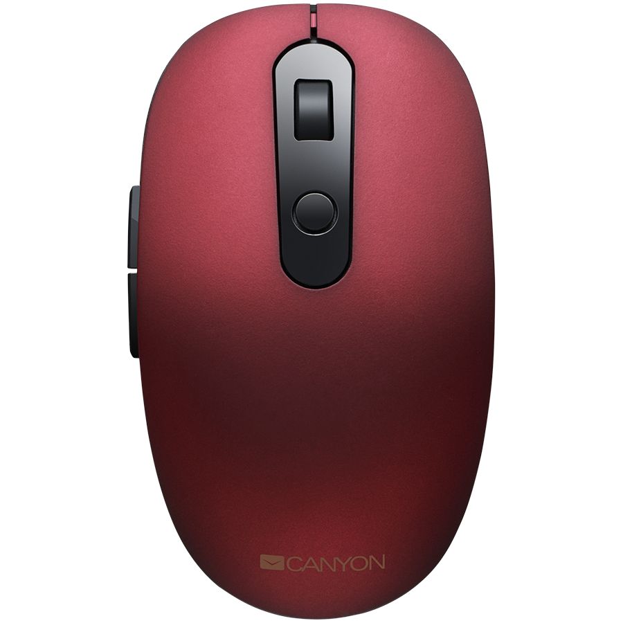 Canyon 2 in 1 Wireless optical mouse with 6 buttons, DPI 800/1000/1200/1500, 2 mode(BT/ 2.4GHz), Battery AA*1pcs, Red, silent switch for right/left keys, 65.4*112.25*32.3mm, 0.092kg