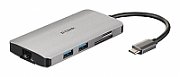 D-Link DUB-M810 8-in-1 USB-C Hub with HDMI/Ethernet/Card Reader/Power Delivery,DUB-M810, x3 SuperSpeed USB 3.0 ports, x1 with Quick Charge (BC 1.2, x1HDMI, x1 USB-C (Thunderbolt 3) port with data sync <(> &<)> powerdelivery upto 100W, Dual-Slot SD/microSD/SDHC/SDXC Card Reader, x1 RJ-45