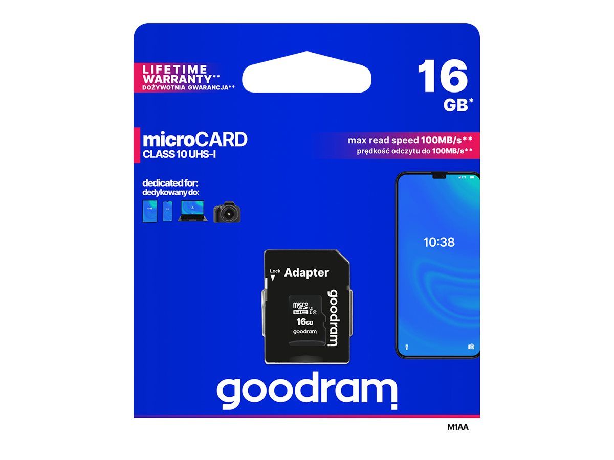 Goodram M1AA-0160R12 memory card 16 GB MicroSDHC Class 10 UHS-I