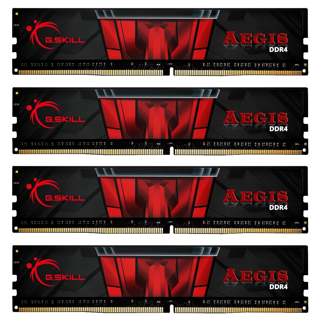 Memorie G.Skill Aegis 32 GB DDR4 3200 MHz CL16, kit 4 x 8 GB, XMP 2.0, Negru-rosu