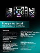 BOXE SPACER Gaming 2.1, RMS: 11W (2 x 3W + 5W), control volum, bass si inalte, subwoofer lemn MDF, 14 x LED, USB power, black,  SPB-THUNDER    (include TV 3 lei)