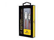 CABLU alimentare si date GEMBIRD, pt. smartphone, USB 2.0 (T) la Lightning (T), 1m, premium, cablu din cauciuc, rosu, conectori argintii,  CC-USB2R-AMLM-1M-R  (include TV 0.06 lei)