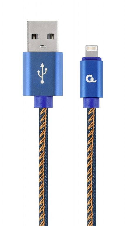 GEMBIRD CC-USB2J-AMLM-2M-BL Gembird Premium jeans (denim) 8-pin cable with metal connectors, 2m, blue