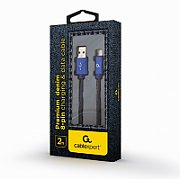 GEMBIRD CC-USB2J-AMLM-2M-BL Gembird Premium jeans (denim) 8-pin cable with metal connectors, 2m, blue
