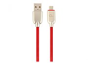 CABLU alimentare si date GEMBIRD, pt. smartphone, USB 2.0 (T) la Micro-USB 2.0 (T), 1m, premium, cablu din cauciuc, rosu, conectori argintii,  CC-USB2R-AMmBM-1M-R  (include TV 0.06 lei)