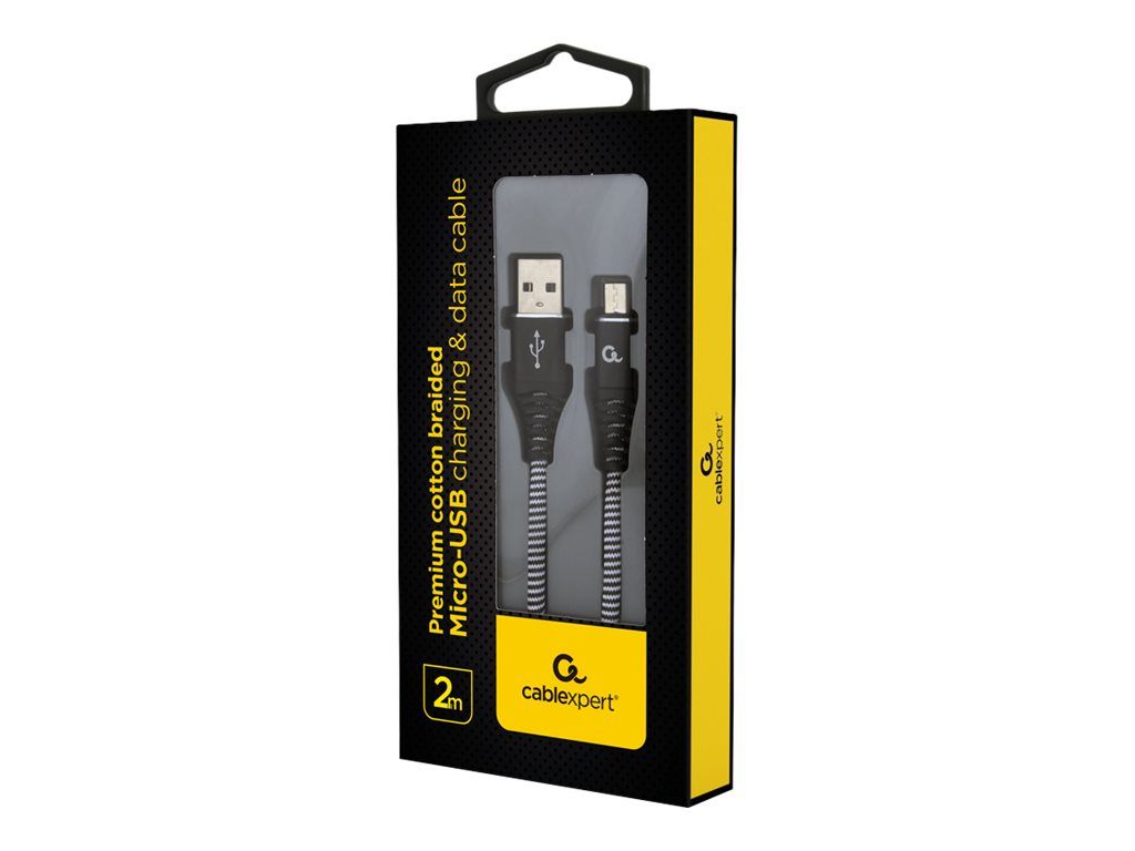 Cablexpert CC-USB2B-AMMBM-2M-BW2 USB cable USB 2.0 USB A Micro-USB B White