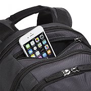 RUCSAC CASE LOGIC, pt. notebook de max. 14.1 inch, 1 compartiment, buzunar frontal x 2 | buzunar lateral x 2, waterproof, poliester, negru,  DLBP-114 BLACK 