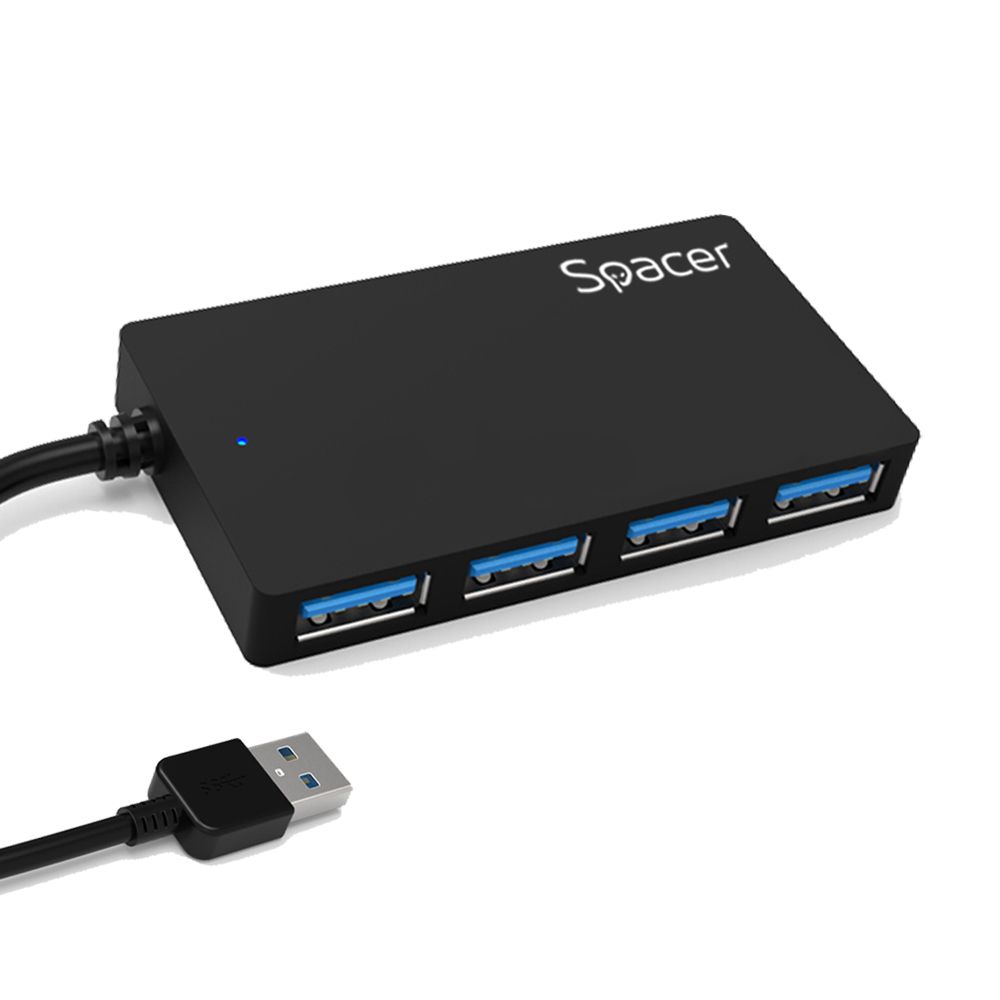 HUB extern SPACER, porturi USB: USB 3.0 x 4, conectare prin USB 3.0, negru,  SPH-332  45504832   (include TV 0.75 lei)