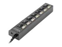 HUB extern GEMBIRD, porturi USB: USB 2.0 x 7, conectare prin USB 2.0, alimentare retea 220 V, cablu 0.5 m, negru,  UHB-U2P7-03  (include TV 0.75 lei)