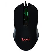 MOUSE  Spacer - gaming, gaming, cu fir, USB, optic, 2400 dpi, butoane/scroll 6/1, iluminare, negru,  SP-GM-01  (include TV 0.15 lei)