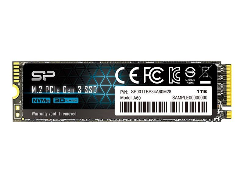 Silicon Power SILICONPOW SP001TBP34A60M28 Silicon Power SSD P34A60 1TB, M.2 PCIe Gen3 x4 NVMe, 2200/1600 MB/s