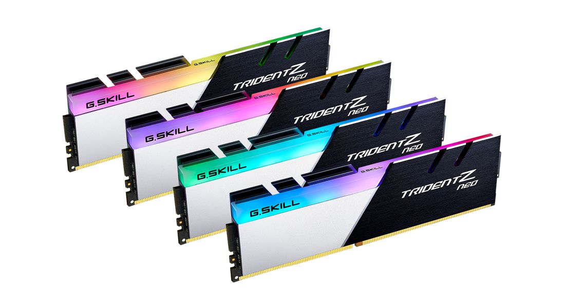 Memorie G.Skill Trident Z Neo 32 GB DDR4 3600 MHz CL16, kit 4 x 8 GB, XMP 2.0, Alb-negru, RGB