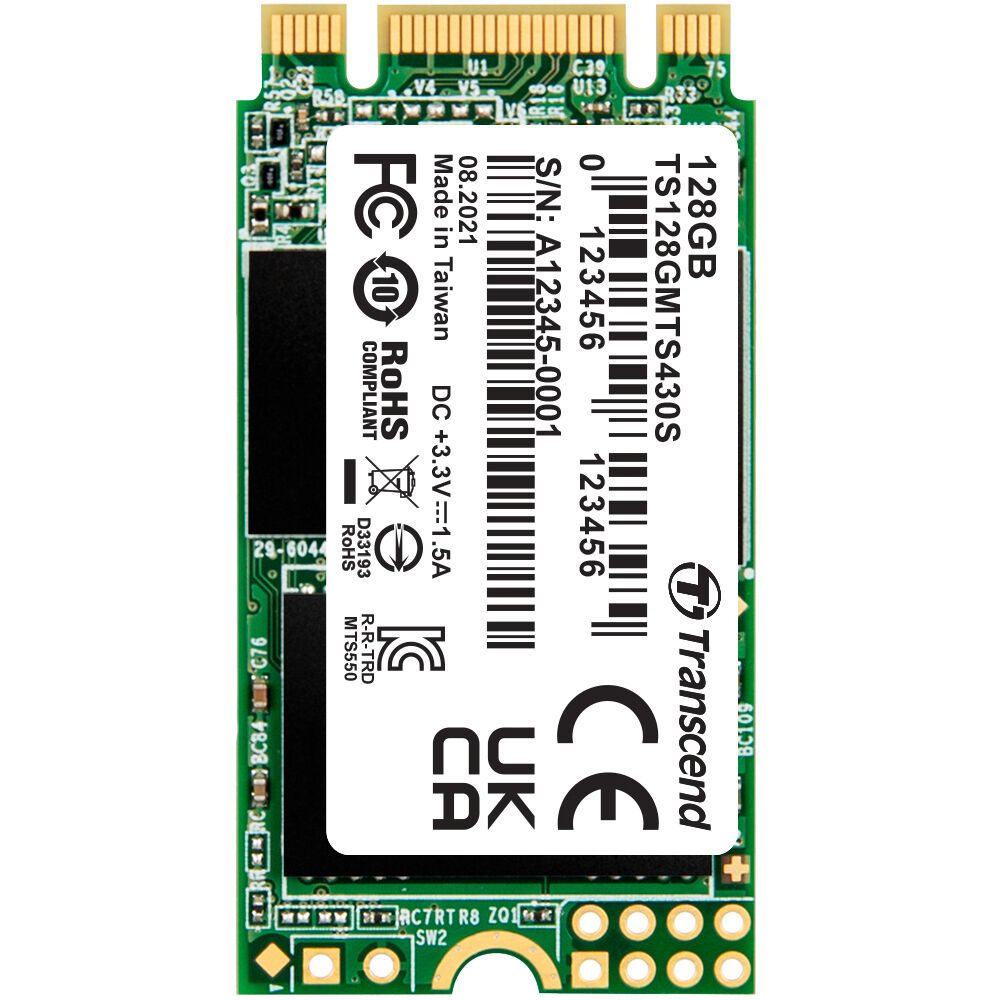 Transcend TRANSCEND TS128GMTS430S Transcend 128GB, M.2 2242 SSD 430S , SATA3 B+M Key, TLC, R/W 560/500 MB/s