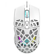 Puncher GM-20 High-end Gaming Mouse with 7 programmable buttons, Pixart 3360 optical sensor, 6 levels of DPI and up to 12000, 10 million times key life, 1.65m Ultraweave cable, Low friction with PTFE feet and colorful RGB lights, white, size:126x67.5x39.5mm, 110g