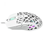 Puncher GM-20 High-end Gaming Mouse with 7 programmable buttons, Pixart 3360 optical sensor, 6 levels of DPI and up to 12000, 10 million times key life, 1.65m Ultraweave cable, Low friction with PTFE feet and colorful RGB lights, white, size:126x67.5x39.5mm, 110g