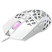 Puncher GM-20 High-end Gaming Mouse with 7 programmable buttons, Pixart 3360 optical sensor, 6 levels of DPI and up to 12000, 10 million times key life, 1.65m Ultraweave cable, Low friction with PTFE feet and colorful RGB lights, white, size:126x67.5x39.5mm, 110g