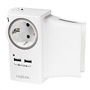 PRIZA LOGILINK, Schuko x 1, conectare prin Schuko (T), USB x 2, 16 A, protectie supratensiune, protectie copii, alb,  PA0165  (include TV 0.75 lei)