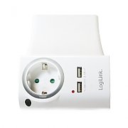 PRIZA LOGILINK, Schuko x 1, conectare prin Schuko (T), USB x 2, 16 A, protectie supratensiune, protectie copii, alb,  PA0165  (include TV 0.75 lei)