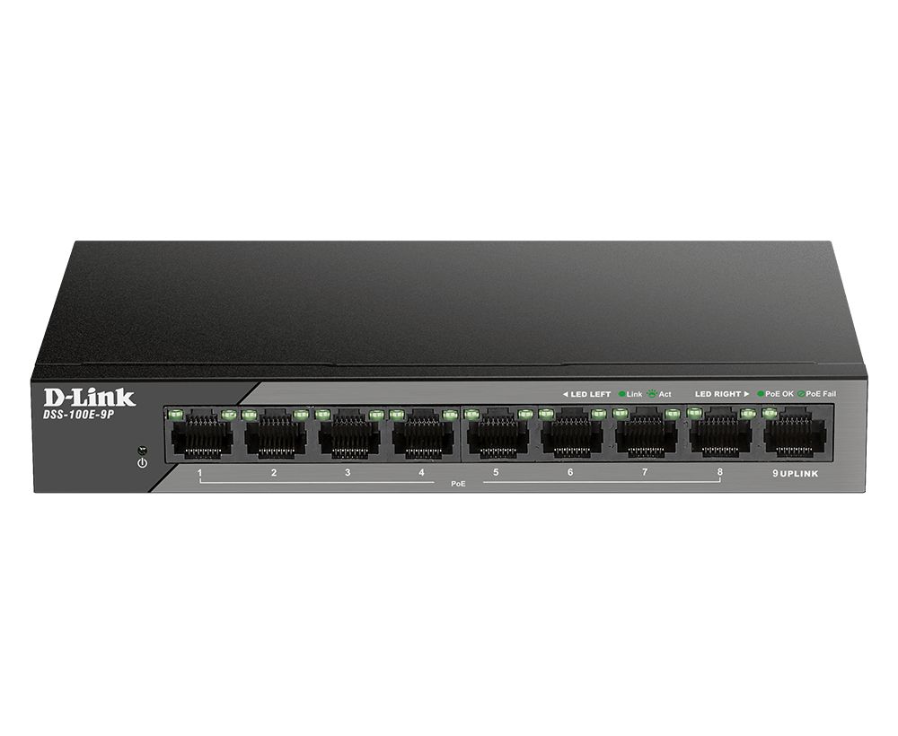 D-Link SWT 9xRJ45 (8xPoE+802.3af/at) DSS-100E-9
