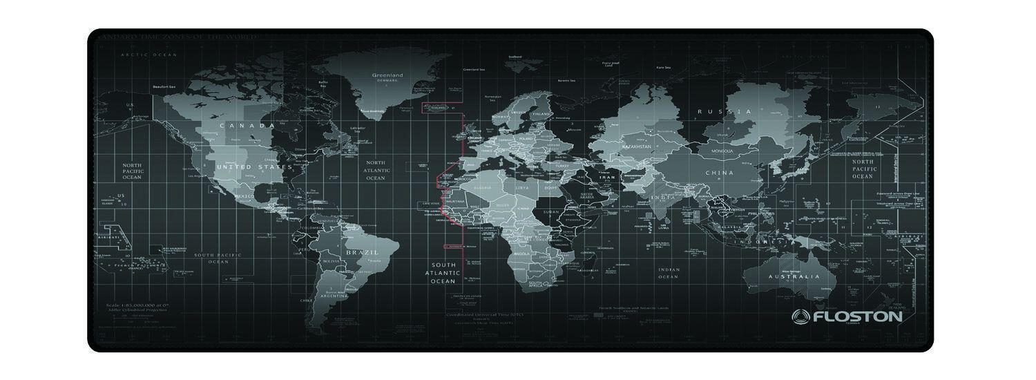 WORLD, 90 x 40cm, baza cauciucata, suprafata textila, margini cusute, Negru
