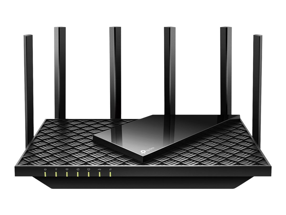 TP-LINK AX5400 Dual-Band Gigabit WI-FI6 Router, Standards: IEEE 802.11ax/ac/n/a 5 GHz, IEEE 802.11ax/n/b/g 2.4 GHz, 5 GHz: 4804 Mbps (802.11ax), 2.4 GHz: 574 Mbps (802.11ax), 6× Fixed High-Performance Antennas, 4×4 MU-MIMO, 1.5 GHz Triple-Core CPU, 1× Gigabit WAN Port, 4× Gigabit LAN Ports.