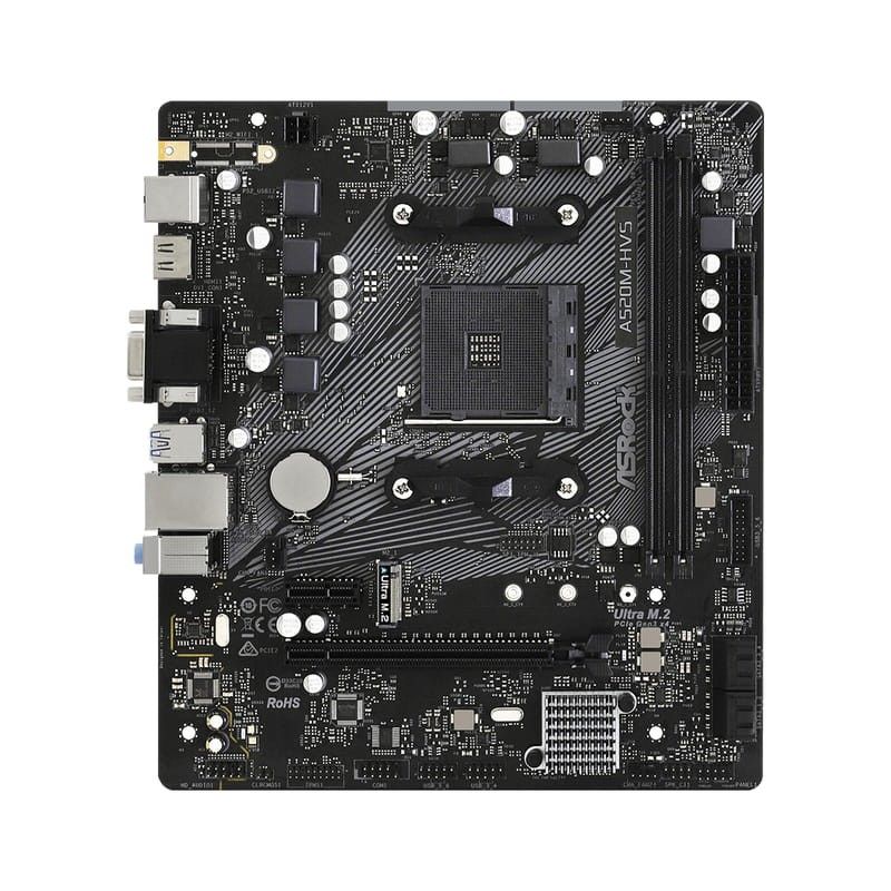 Placa de baza ASRock A520M-HVS, socket AM4, 2x DDR4 UDIMM, 4x SATA, 1x NVMe, 12x USB-A, mATX
