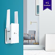 TP-LINK TP-link AX1800 Wi-Fi Range Extender, RE605X, 2* external antenna, 1 X Gigabit Ethernet Port, Wireless Standards- IEEE 802.11a/n/ac/ax 5GHz, IEEE 802.11b/g/n/x 2.4GHz, 2.4GHz and 5GHz, 574 Mbps at 2.4GHz, 1201 Mbps at 5GHz.