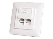 DIGITUS CAT 5e wall outlet shielded 2x RJ45 8P8C LSA color pure white flush mount