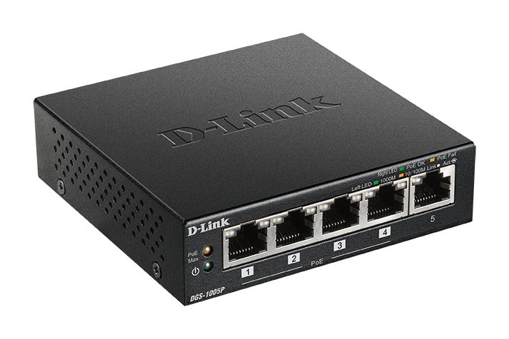 D-Link D-Link DGS-1005P network switch Unmanaged L2 Gigabit Ethernet (10/100/1000) Power over Ethernet (PoE) Black