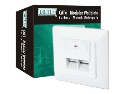 DIGITUS modular wall outlet 2xRJ45 white Cat6 fully shielded flush mount RAL 9010